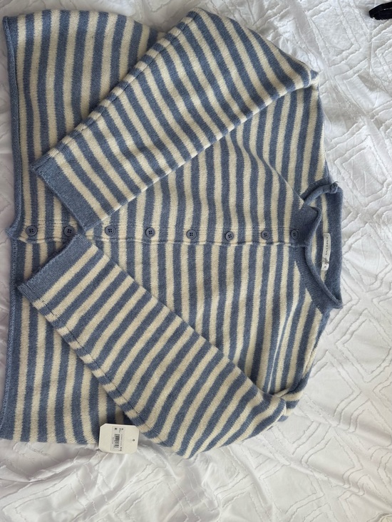 Altar'd State Sweaters - Altar'd State Blue and Cream Striped Button-Front Cardigan